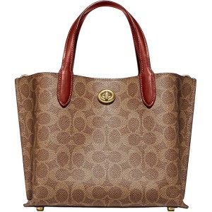 COACH Coated Canvas Signature Willow Tote 24, Tan/Rust