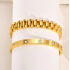 2pcs Gold Chain Link Bracelet