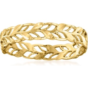Ross-Simons Italian 14kt Yellow Gold Openwork Leaf Ring. Size 10