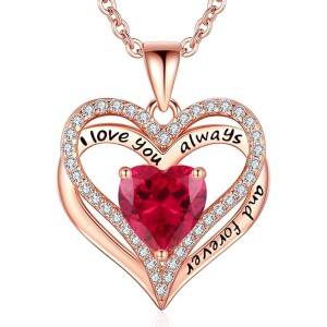 S925 Sterling Silver Necklace for Women, Wife Jewelry Rose Gold, Mom Birthday Valentines Mothers Day Gifts, Girlfriend Necklaces, Daughter Heart Jewel, Anniversary for Her