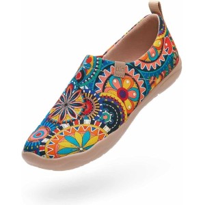 UIN Women's Blossom Slip On Shoes Colorful Comfortable Lightweight Art Travel Sneakers Casual Floral Stylish Everyday Loafers