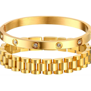 2pcs Gold Chain Link Bracelet