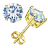 S925 Round Synthetic Moissanite Prong Stud Earrings Anniversary Day Gifts For Men Women