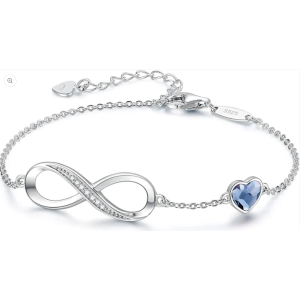 CDE Infinity Heart Birthstone Charm Link Bracelet